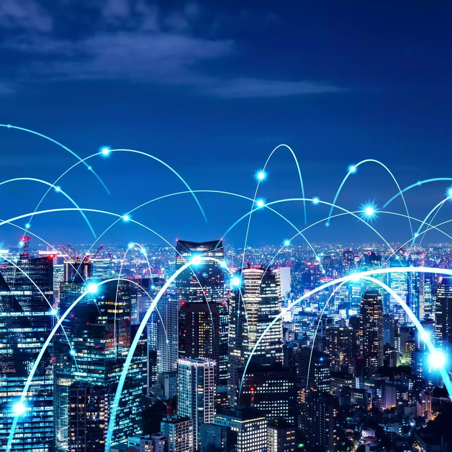 Smart city and communication network concept. 5G. LPWA (Low Power Wide Area). Wireless communication. stock photo (2)